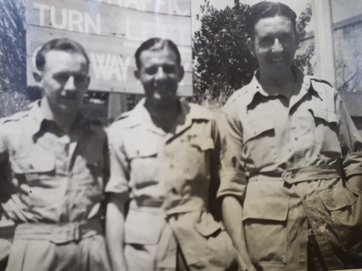 Photograph of three WWII servicemen